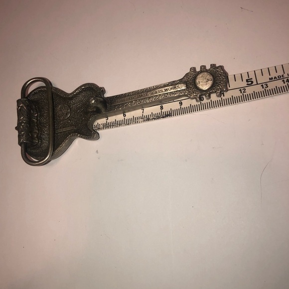 VTG Bergamot Brass Works Red Enamel Fender Stratocaster Belt Buckle 80s 4.5” - Picture 5 of 6